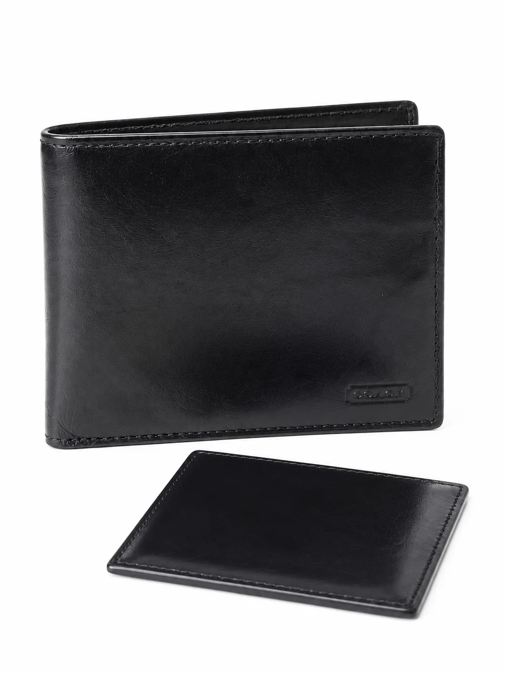 Vintage Coach Black soft Leather Bifold Wallet + Removable Card Holder